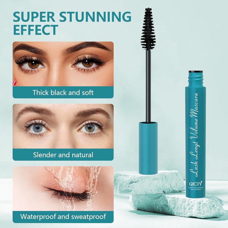 Lash Extension Mascara, Volumizing and Lengthening, Smudge-Proof, Waterproof, Long Wear,