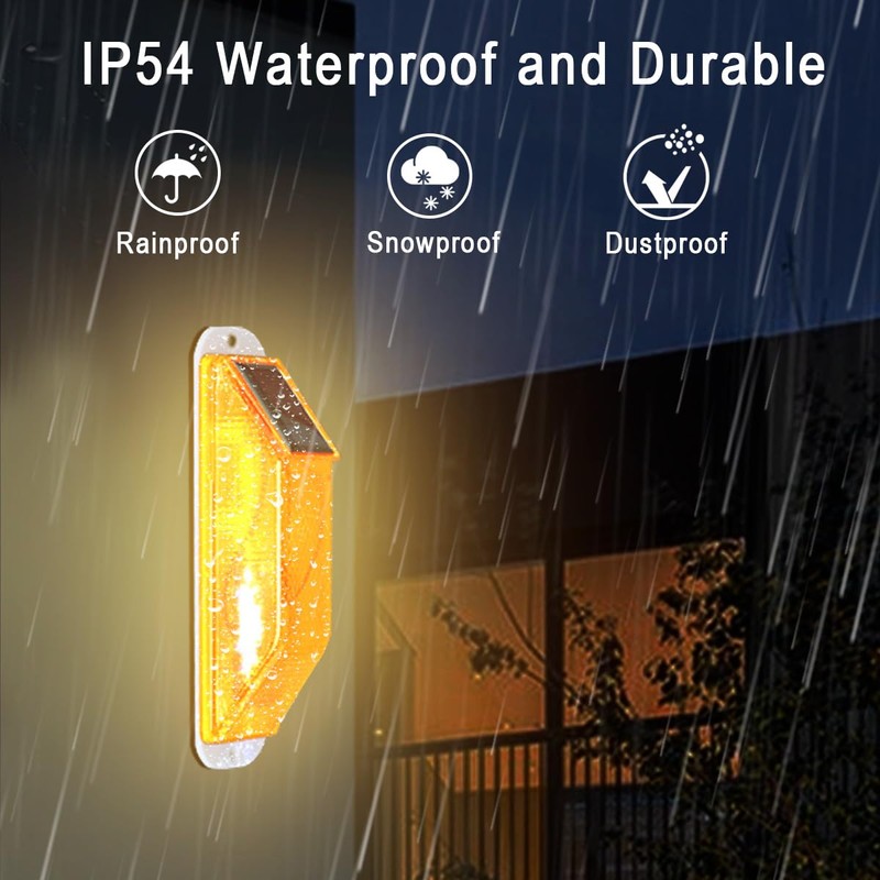 Aolyty Solar Strobe Warning Light LED Warning Lamp 4-Pack Super