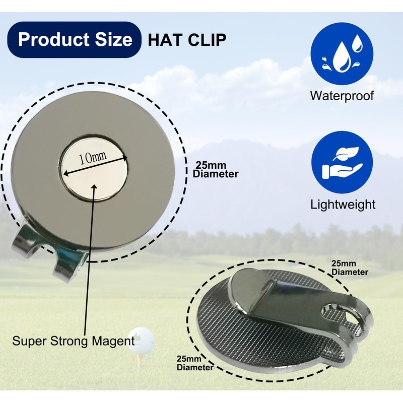 Adhere 2pcs Golf Hat Clip Golf Ball Marker Holder Magnetic