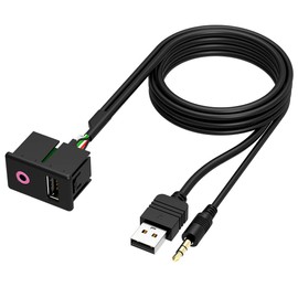 CHELINK Universal 1.5M Flush Mount Autos 3.5mm USB AUX Headphone Male Jack Mounting Modified Socket for Volkswagen Toyota