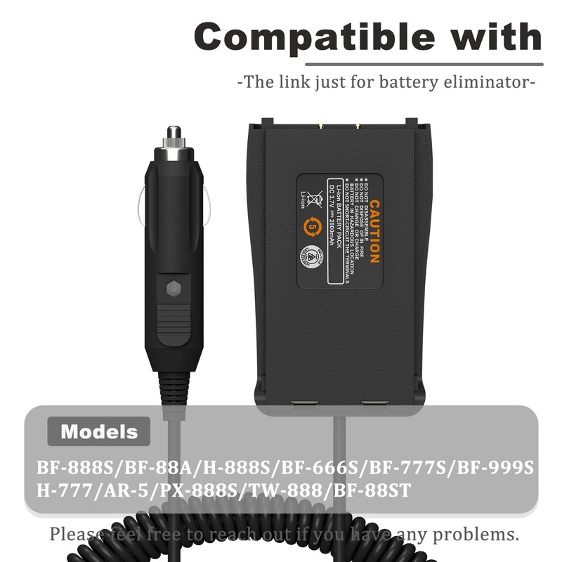 BAOFENG BF-888S Battery Eliminator Car Charger Compatible with BF-777s BF-666s