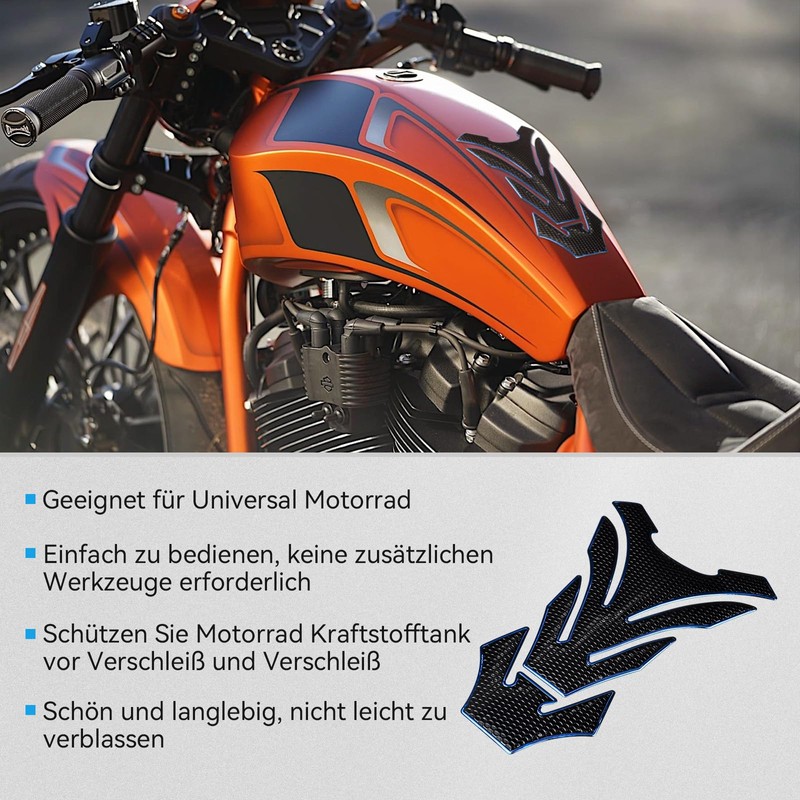 Cretassion Motorcycle Tank Pad Tank Protector Tank Sticker 3D Tank
