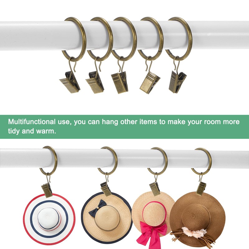 M METERXITY 40-Pack Bronze Curtain Rings with Clips, Rustproof Metal