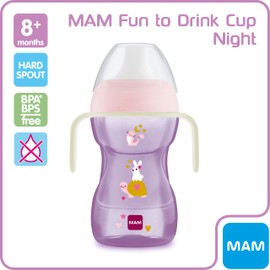 MAM Fun to Drink Cup & Glow Handles, Baby Bottle with Handles, Spill-Free Sippy Cup, Transition Drink Bottle for Babies and Toddlers, Pink