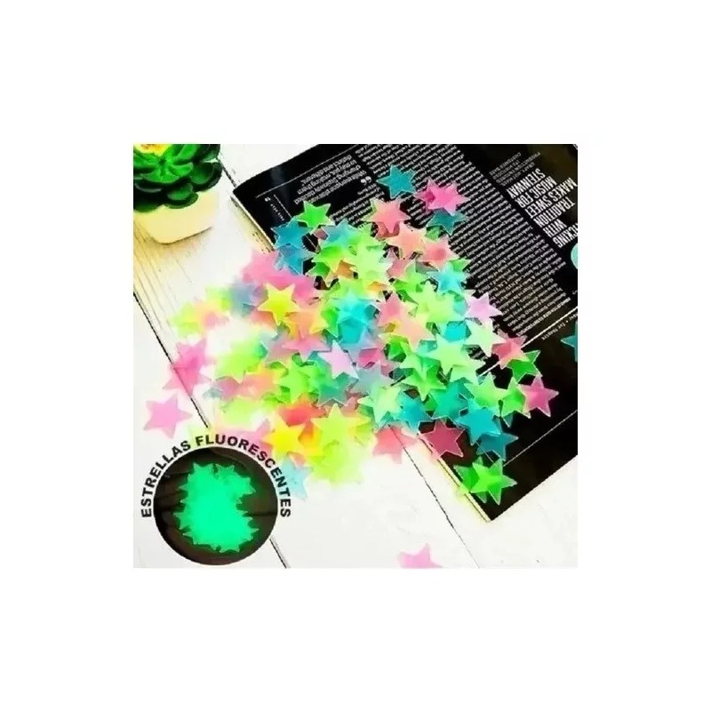 Franmova Paquete 100 Estrellas Fluorescentes Sticker Fosforescente