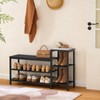 YATINEY 3-Tier Shoe Rack Bench, Wooden Shoe Storage Bench, Industrial