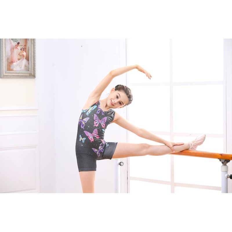 ACOCOPY Leotards for Girls Butterfly Printed Gymnastics Bodysuit Quick Dry