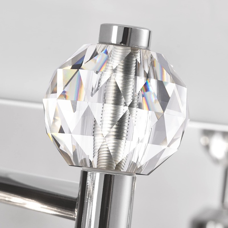 PRESDE 4-Light Crystal Bathroom Lights Fixtures Chrom Modern Wall Lighting