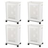 Ortodayes 4 Pack Slim Plastic Laundry Baskets with Wheels, Plastic