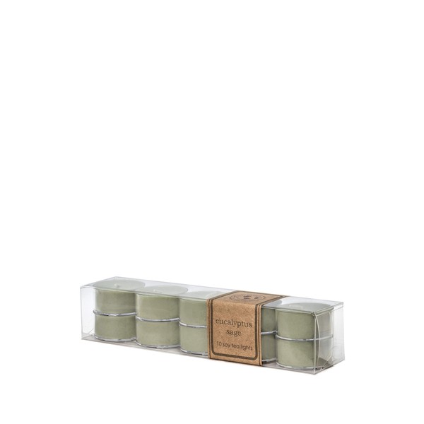 Eco Candle Co. Tea Light Candles, Eucalyptus Sage, 10-Pack -