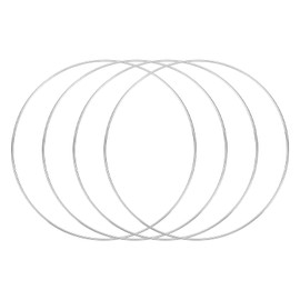 sourcing map 4 Pcs Dream Catcher Rings,Metal Craft Hoops Floral Hoops 12 Inch Macrame Hoops Rings for DIY Crafts Wreath Making Supplies Plant Hangers,Silver