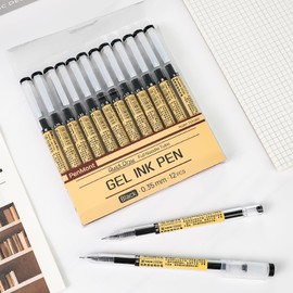 PenMont Quick Dry Black Gel Roller Pens, 0.35mm Extra Fine Point, 12-Count Pack, Precise and smooth writing
