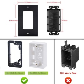Misuyue Brush Wall Plate, 2 Pack Cable Entry Cover, Wall Cable Cover, Brush Panel in Wall Cable Management for Covering Outlets, Receptacles and Tidying Cords for Cables (Black)