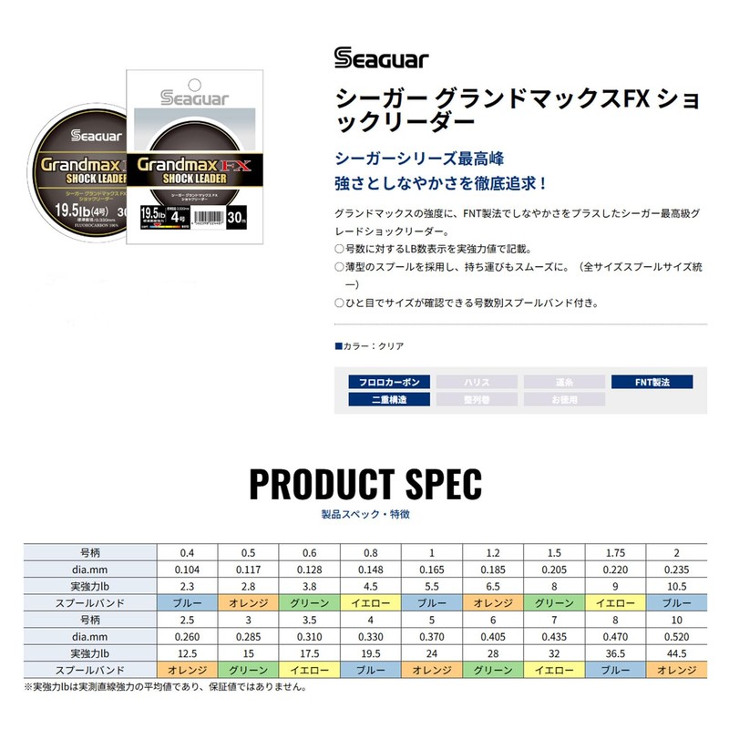 Seaguar Seagar Grand Max FX Shock Leader, 98.4 ft (30