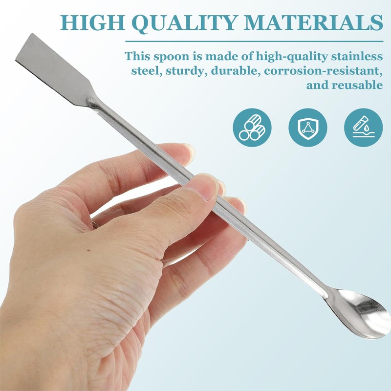 2 Pcs Lab Spatulas- 304 Stainless Steel Double-Ended Sampling Spoon