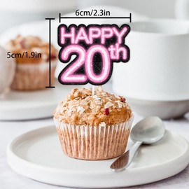 Pink Glitter Heart Dessert Cupcake Topper Pick for Straight Outta 2005 Legend Since 2005 Theme Decor Supplies Men Happy 20th Birthday Party Decorations set 18pcs