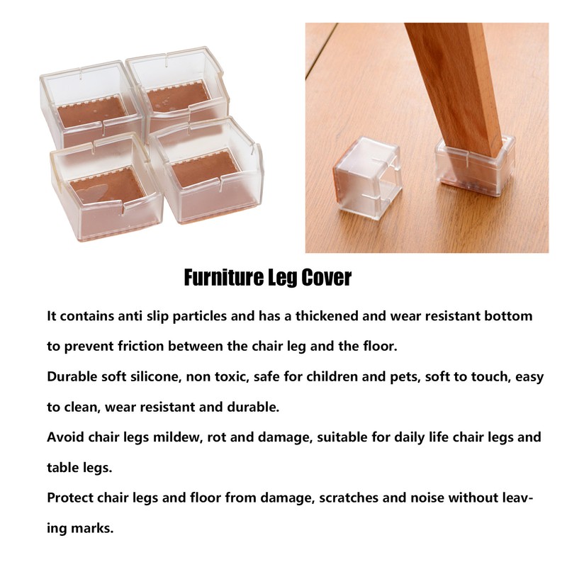 16PCS Chair Leg Floor Protector Anti Slip Silicone Furniture Leg