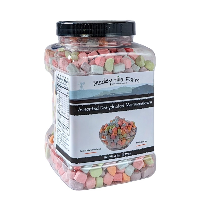 Assorted Dehydrated Marshmallows in Reusable Container by Medley hills farm