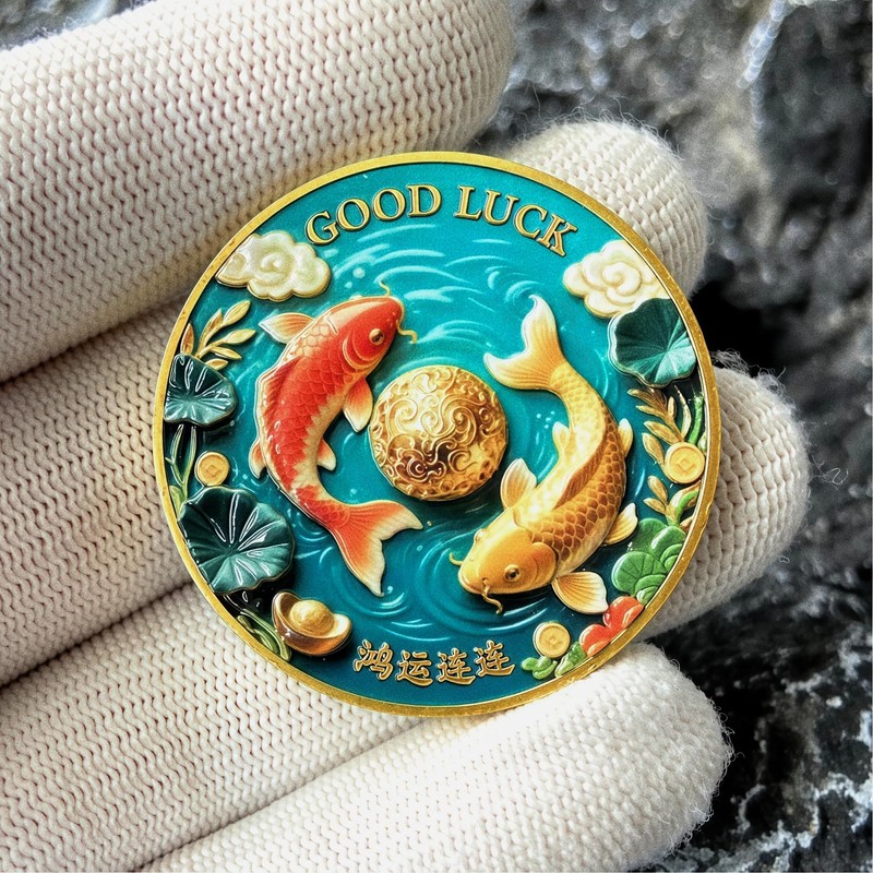 Koi Fish Lucky Coin - Symbol of Prosperity & Fortune,