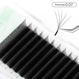 NATUHANA W Shape Clover Eyelash Extension 5D Preused Fans 0.07 mm D Curls 8 mm Single Size Tray Volume Eyelash Cluster Eyelash Extension (8 mm 5D Black 0.07D)