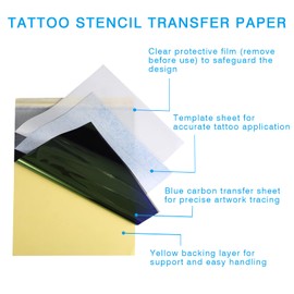 Pack of 50 Tattoo Accessories Tattoo Transfer Paper Tattoo Stencil Paper 4-Ply Transfer Paper for Precise Tattoo Transfers DIN A4