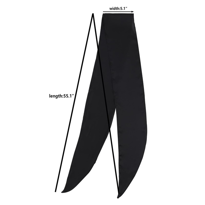 GERINLY Solid Color Long Neckerchief Pure Skinny Scarf Necktie for
