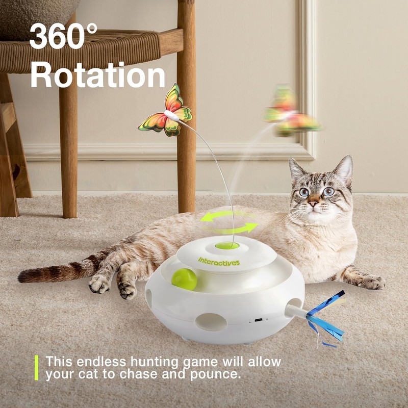 ALL FOR PAWS 3 in 1 Interactive Cat Butterfly Flutter