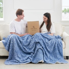 Cozy Bliss Ultra Soft Reversible Double Sherpa Sided Blanket, Fluffy Thick Warm Plush Fuzzy Blanket for Couch, Bed and Gifts (Mottled Navy Blue, 60" x 80")