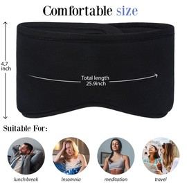 FRESHME Black Sleep Mask with Noise Cancelling Earmuffs - Blocks Light, Contoured Blindfold, Eye Mask with Ear Protection for Men and Women, Side Sleepers, Night Gift