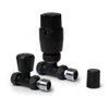 Black Straight Thermostatic Radiator Valves TRV Modern Radiator Valves 15mm