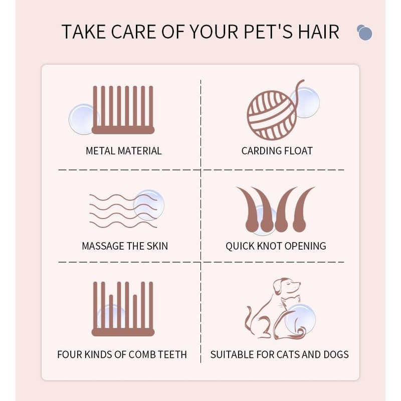 Generic Cat and Dog Grooming Comb, Stainless Steel, Removes Hair
