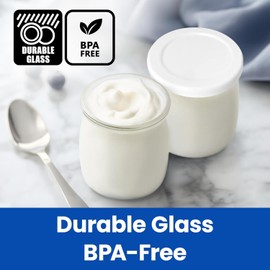 Ultimate Yogurt Jars - Make More Delicious Yogurt! 8 Count Small Glass Yogurt Cups With Lids - 100% BPA Free, Airtight & Dishwasher Safe! Perfect Containers for Yoghurt, Oatmeal, Pudding, or Jello