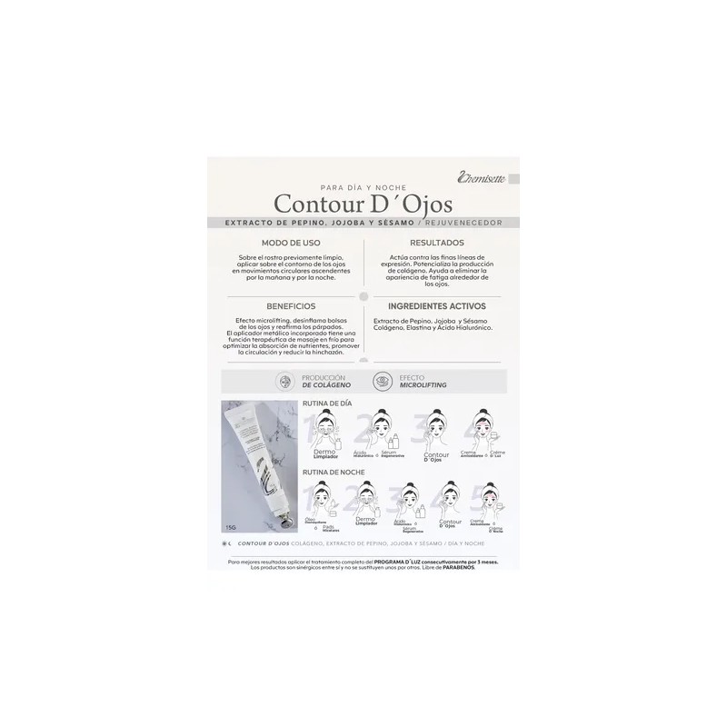 Contour D'ojos Crema Día Y Noche Aplicador Metálico Colágeno