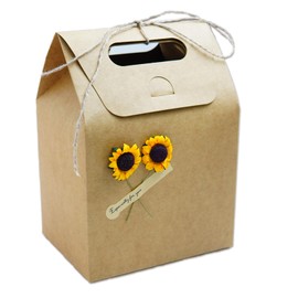 ShF1djx 5 pack Kraft Paper Gift Boxes – with Jute Twine and Sunflower Decor birthday gifts for women and teacher gifts,Pack some snacks as snack box.