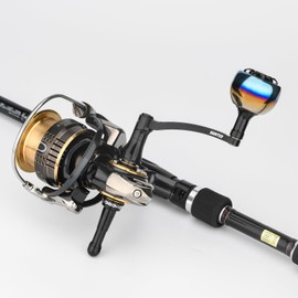 Gomexus Handle 2.7 inches (68 mm) Shimano Daiwa Spinning Reel, One Piece Construction, Super Duralumin, Titanium Power Knob Included