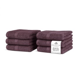 Villa Celestia 100% Cotton Wash Cloth for face & Body Set of 6, (12 x 12 inches) Sustainable, Soft, Highly Absorbent, Combed Cotton Wash Cloths Pack of 6 for Hotels, Spa, Bathroom, Dorm, Burgandy