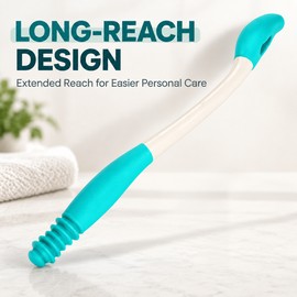 Long Handled Toilet Wiping Aid with Tissue Release Button, Ergonomic Curved Bottom Wiper for Seniors and Limited Mobility, Fits Toilet Paper and Wipes