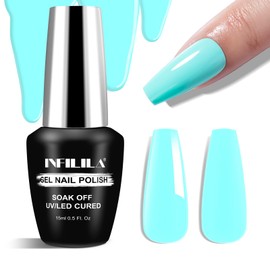 NXJ INFILILA Green Gel Nail Polish, 15ml 0.51oz One-Stroke Coloring Pastel Green Gel Polish, Hema Free UV Gel Nail Polish, Light Color Spring and Summer Nail Manicure Salon DIY for Girls SNO016