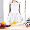Princess Ruffles Hem Cotton Apron Adjust Waist Women Girl White