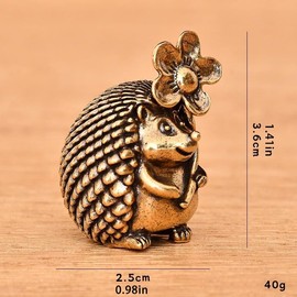 2pcs 3D Retro Brass Hedgehog Figurine, Vintage Brass Animal Hedgehog Decor Hearth Mantle Decor Figurine Metal Hedgehogs Sculpture Animal