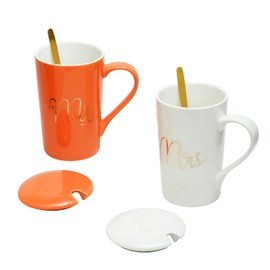 SHANHUI 2 Pack 13.5 Oz Couple Coffee Mugs, Wedding Gifts for Couple Bride and Groom, Wifey and Hubby Cups Set for Latte, Cappuccino, Tea, Bridal Shower and Married Couples Anniversary（Yellow & White