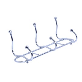 Adhesive Coat Rack Stainless Hat Hooks Coat Towel Rack 6 Hooks Metal Closet Hanger Hand Towels Rack Bathrooms Robe Holder Garage Kitchen Bath Home Clothes Rack