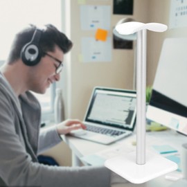 HSFU Headphone Stand with Rounded Corners, TPU Tray, Non-Slip Wide Base, Curve Suitable for Business (White)