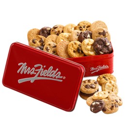 Mrs. Fields Signature 30 Nibblers Bite-Sized Cookie Tin - Assorted with 30 Nibblers Cookies in our 5 Classic Cookie Flavors