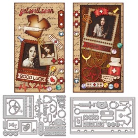 GLOBLELAND Cutting Dies with Syringe Frame for Hospital Doctors for DIY Scrapbooking Metal "Get Well Soon" Rehabilitation Cutting Dies Side Planner Edge Punches for Card Making