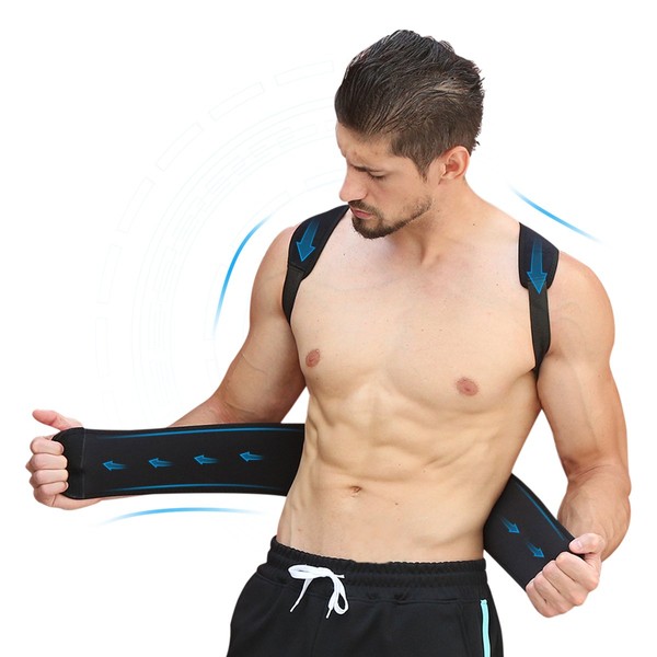 Magnetic Back Support for Posture Corrector with 10 Magnets and Adjustable Straps and Breathable Mesh Panels (Black, M)