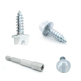 BOPOWO 300 Pcs #7x1/2 Self-Tapping Gutter Screws White Painted Slotted Hex Washer Head #7x1/2 Zinc Plated Finish, Includes 1/4" Magnetic Hex Driver – for Gutter Install