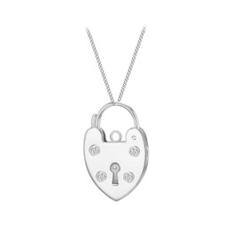 Tuscany Silver Women's Sterling Silver 16.2mm x 24.7mm Padlock Pendant with 25 Panza Curb Chain 46cm/18'