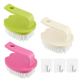 3Pcs Vegetable Scrubber Brush, Vegetable Brush with Stiff Bristles Veggie Cleaner Brush for Fruits, Potatoes, Carrots & More with 3 Hooks Easy Storage