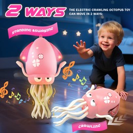 Dolanus Dancing Octopus Baby Toys - Electric Crawling Squid, Tummy Time Musical Toys, Montessori Sensory Walking Learning for Babies 6-12 Months, Birthday Gifts for Boys Toddlers 1 2 3 4 Year Old